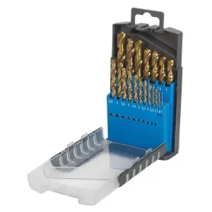 Sealey HSS Fully Ground Drill Bit Set 19pc DIN 338 Metric AK4719