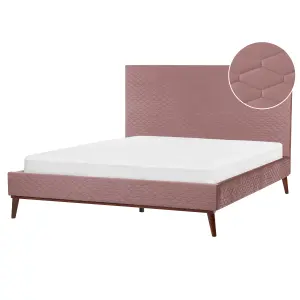 Velvet EU King Size Bed Pink BAYONNE