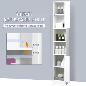 kleankin Bathroom Floor Storage Cabinet with Mirror and Shelves Tallboy Unit