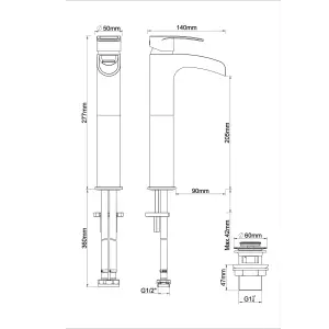 GoodHome Olmeto Tall Chrome effect Basin Mono mixer Tap