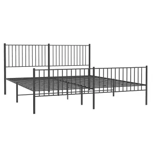 Berkfield Metal Bed Frame with Headboard and Footboard Black 200x200 cm