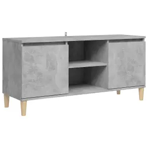 Berkfield TV Cabinet with Solid Wood Legs Concrete Grey 103.5x35x50 cm