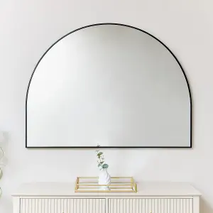 Melody Maison Large Black Arched Wall Mirror 90cm x 120cm