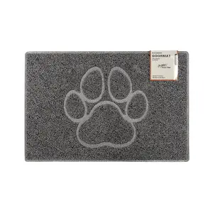 Paw Medium Embossed Doormat in Grey