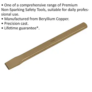 Non-Sparking Flat Chisel - 25mm x 300mm - Precision Cast Beryllium Copper Tool