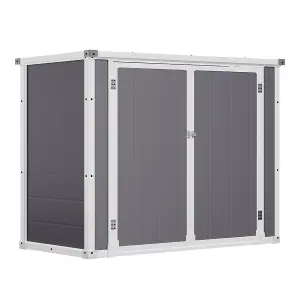 Outdoor Storage Garden Tool Bicycle Double Door Storage Shed in Grey