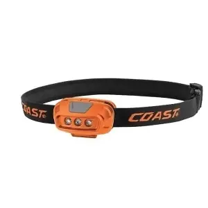 FL14 Head-Torch (Orange) 30 lumens, high/low white, solid red and flashing red modes, 2 x AAA batteries