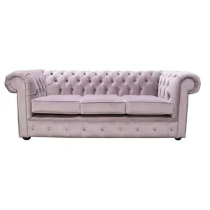 Chesterfield Handmade 3 Seater Sofa Settee Odyssey Lavender Purple Fabric In Classic Style