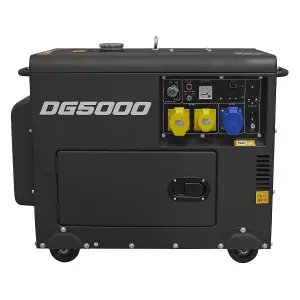 Sealey Diesel Generator 4-Stroke Engine 5000W 110V/230V Heavy Duty DG5000