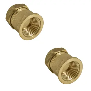 2 x Brass Compression Straight Coupler 22mm To 1/2" Female pa14