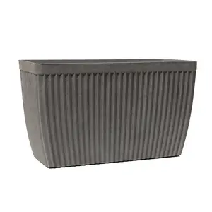 Primrose Garden Outdoor Trough Patterned Resin Planter in Artisan Grey 73cm