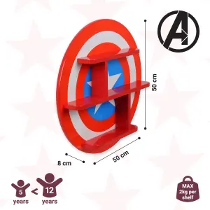 Disney Marvel Avengers Captain America Small Wall Shelf, Wall Mounted Kids' Bookshelf and Storage Shelf