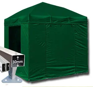 3m x 3m Trader-Max 30 Instant Shelter Pop Up Gazebos Frame, Canopy & Sides - Green