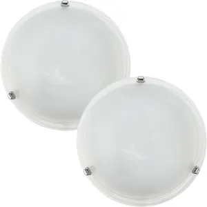 2 PACK Wall Flush Ceiling Light Colour Chrome Shade Glass Alabaster E27 1x60W