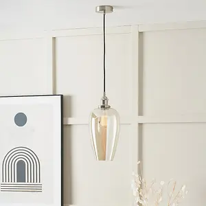 Glass Pendant Ceiling Light with Antique Silver Metal Chain Pendant