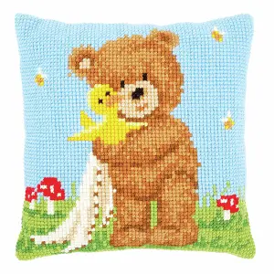 CUSHION P/C SOUFFLE - Cross Stitch Kit: Cushion: Popcorn & Souffl the Duck - Vervaco