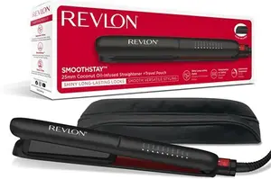 Revlon Smoothstay Coconut Oil-Infused Hair Straightener (25mm Triple-Coated Ceramic Plates, Floating Plates With Rounded Edges, Customizable