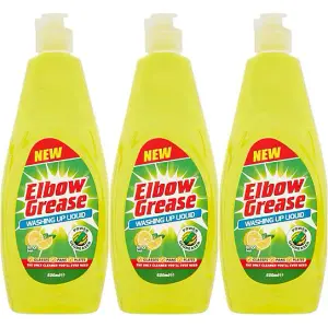 Elbow Grease Lemon Washing Up Liquid 600ml (Pack of 3)