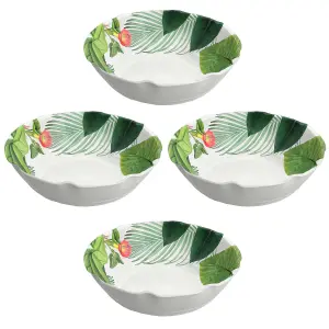 Purely Home Tropical Floral Melamine Low Bowls - Set of  4