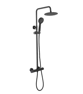 Aquarius RainLux Eco Round Adjustable Exposed Bar Shower System Matt Black