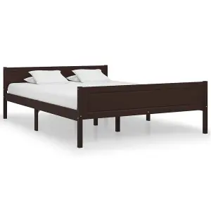 Berkfield Bed Frame Solid Pinewood Dark Brown 160x200 cm