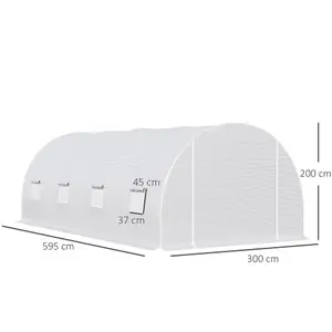 Outsunny 6 x 3 x 2 m Polytunnel Greenhouse w/ Zippered Door and 8 Windows