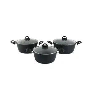 URBN-CHEF 3 Pcs Forged Aluminium Induction Cooking Casserole Pans Stockpots Cookware Set