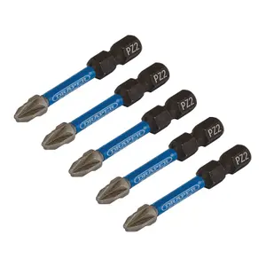 Draper Expert PZ-Type Impact Screwdriver Bits, No.2 x 50mm, 1/4" Hex (Pack of 5) 05647