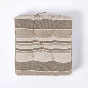 Homescapes Morocco Striped Cotton Floor Cushion Beige