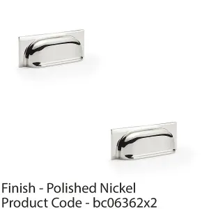 2 PACK - Backplate Cup Handle Polished Nickel 96mm Centres Solid Brass Shaker Drawer Pull