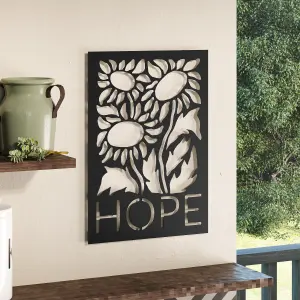 Decortie Modern Hope Metal Art Wall Home Decorative Ornament, Black