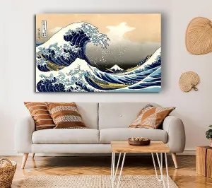 Hokusai A Big Wave Off Kanagawa Canvas Print Wall Art - Medium 20 x 32 Inches