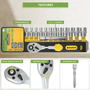 BLOSTM 14 Piece Socket Set - 4-13mm