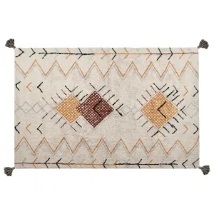 Cotton Area Rug 140 x 200 cm Beige BOLAY