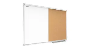 ALLboards COMBO whiteboard dry erase magnetic and cork notice board aluminium frame 120x90 cm