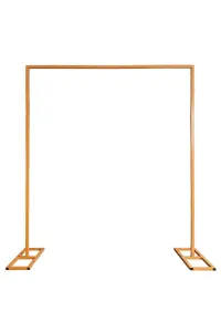 Square Arch Stand with Base Metal Backdrop Stand Garden Arbors -  2m x 2m, Gold