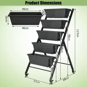 Costway 5-Tier Vertical Raised Garden Bed Freestanding Garden Planter 5 Container Boxes