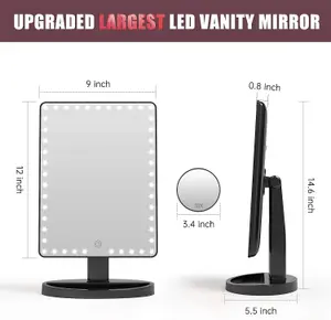 Fascinate Black Rechargeable Rotating LED Vanity Mirror with 10X Magnification