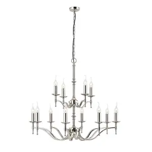 Luminosa Stanford 12 Light Chandelier Polished Nickel Plate Finish, E14