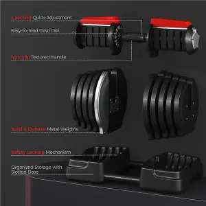 Yaheetech 2-in-1 40KG Quick-Adjust Dumbbell Weight Set with Anti Slip Handle