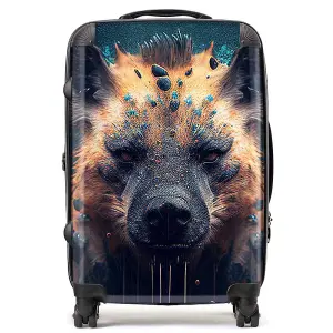 Hyena Face Splashart Dark Background Suitcase - Medium