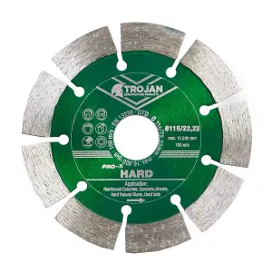 Trojan Pro-X Hard Diamond Blade 115mm/4.5" x 22.23