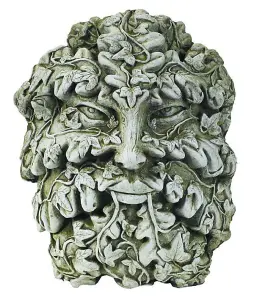 Green Man & Woman Stone Cast Leaf Wall Plaques