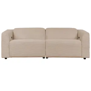 2 Seater Corduroy Electric Recliner Sofa with USB Port Sand Beige ULVEN