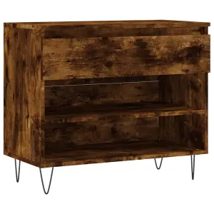 Berkfield Shoe Cabinet Smoked Oak 70x36x60 cm Engineered Wood