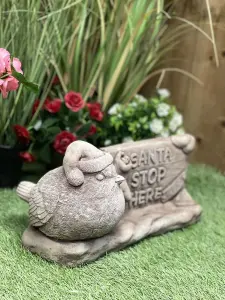 Stone Cast 'Santa Stop Here' Garden Ornament/Lawn Sign