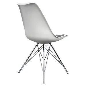 Soho White and Dark Grey Plastic Dining Chair with Chrome Metal Legs