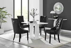 Furniturebox UK 4 Seater Dining Set - Imperia White High Gloss Dining Table and Chairs - 4 Black Belgravia Black Leg Chairs