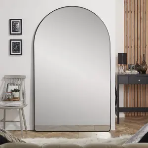 Leaner Mirror Liberty Arched Shape with Black Metal Frame- H 180 x W 110cm For Hanging in Living Room, Bedroom