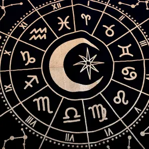 Something Different Astrology Wheel Altar Cloth Black/Gold (One Size)